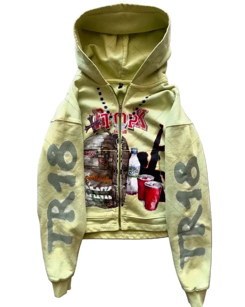 Youngzz Loose And Baggy Zipup Hoodie